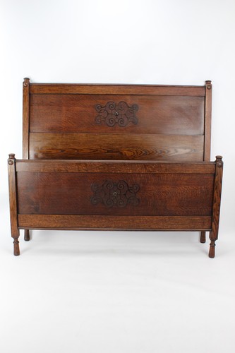 Edwardian oak double bed - edwardian,