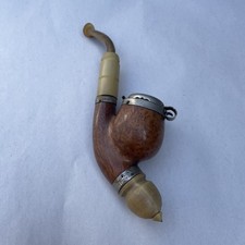 VTG Czechoslovakian Bruyere Garantie Burl Wood and Metal Topped Smoking Pipe