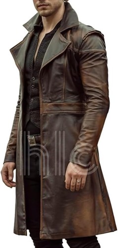 Men long brown leather - long,