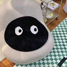 80x80cm Round Rug Cute Black