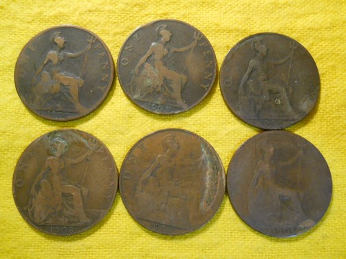British old penny coins - x,