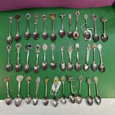 Job Lot, Large Bundle Of Collector Tea Spoons x35 Mixed Metals most Silver Plate