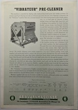 Original AB Kvarnmaskiner Vibrateur Pre-Cleaner 1 Sheet Brochure, c 1959