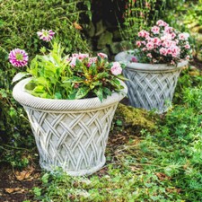 PAIR Of Wicker Design Planter