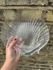 2 vintage 1970's Arcoroc French glass scallop shell shaped Hors d'oeuvres plates