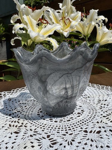 Grey hand blown - grey, murano-style