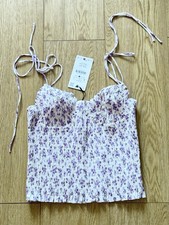 Zara White Floral Shirred