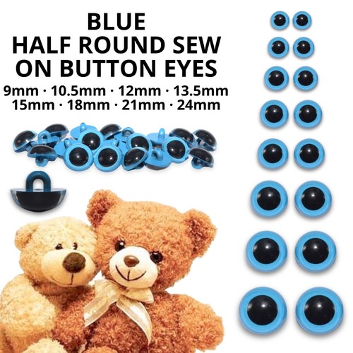 Blue half round button - blue,