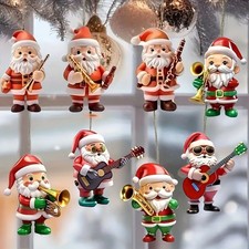 8PCS Christmas Hanging Ornament Santa Claus Doll Xmas Tree Hanging Decor Gift