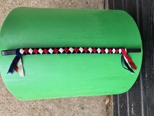 Velvet Showing Browband (Navy Red & White) Black Leather 14inch/36cm (pony)