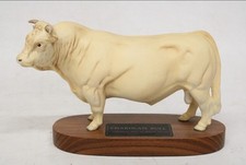 Beswick Charolais Bull Model No 2463A Wooden Plinth, Connoisseur Series RARE
