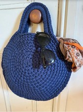 Round Crochet Tote, lovingly Handcrafted from Recycled T-Shirt Yarn