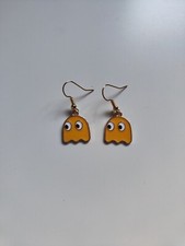 Clyde Pacman Ghost Dangle Earrings - Gold Colour 