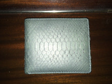 Matt Black Genuine Python Leather Mens Bifold Wallet