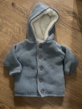 Baby Boy Winter Coat Jacket - Blue - Fleece Lined - Hooded - Age 0 - 3 M