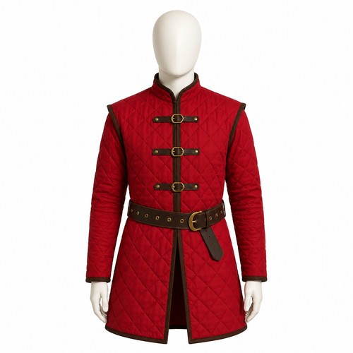 Medieval red quilted gambeson - medieval,