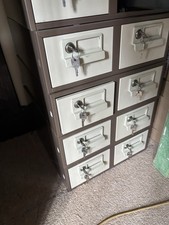 PAIR OF BISLEY INDEX CARD FILING CABINETS IN COFFEE AND CREAM COLOUR - Lockable!
