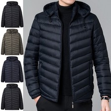 Men Winter Warm Lightweight Quilted Parka  Jacket Padded Bubble Puffer Coat S-XL