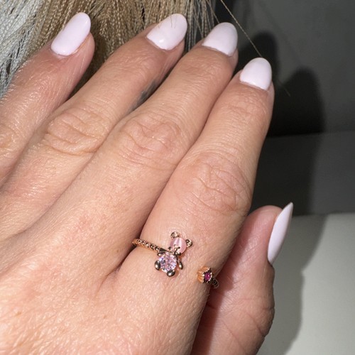 Rose gold adjustable ring bear - rose,