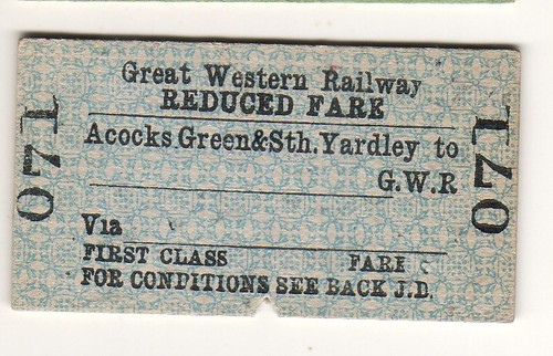 Railway ticket gwr 1st class - railway,