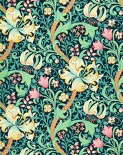 SANDERSON CURTAIN FABRIC DESIGN Golden Lily Velvet 1 METRE GALACTIC INK