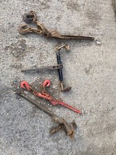 Heavy Duty Vintage Cast Iron  Load Binder Ratcheting Hand Winch Chain Hook