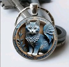 Glass cat keyring beautiful