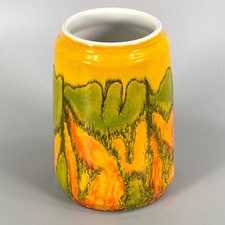 Vintage Poole Pottery Delphis Vase Drip Glaze No. 34 Orange Yellow Green 1960s