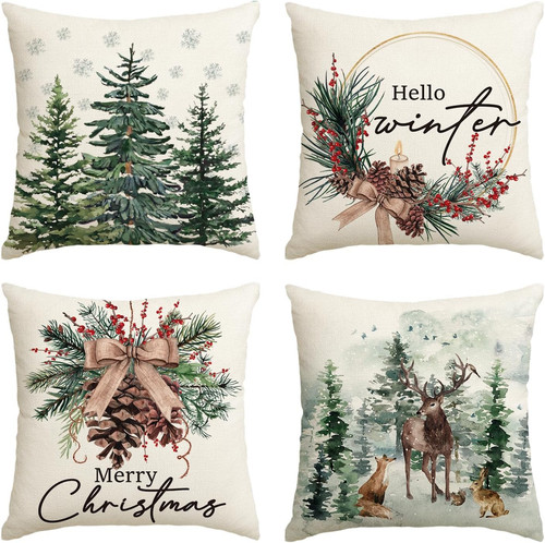Pine trees reindeer christmas - trees,