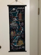 Japan map wall hanging fabric