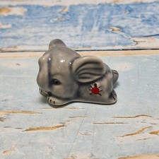 Porcelain Figure Elephant with Ladybird H2.5cm  Grey and red