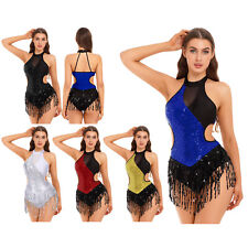 UK Women Sequin Fringe Latin