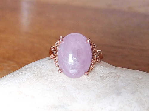 Natural kunzite solitaire ring - solitaire,