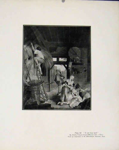 Original old antique print - old,