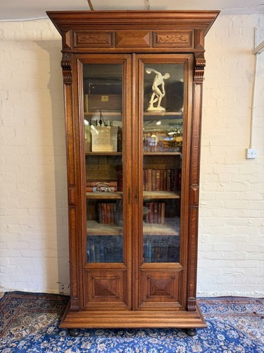 Tall french antique carved oak - french,