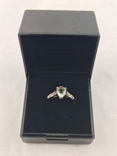 Green Amethyst and Diamond 9ct Gold Ring Size Uk (M)