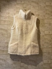 Ladies Cream Borg Sheepskin Wool Gilet Bodywarmer Small 