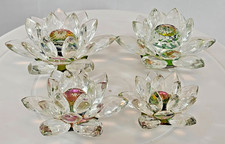 Set of 4 Faceted Crystal Lotus