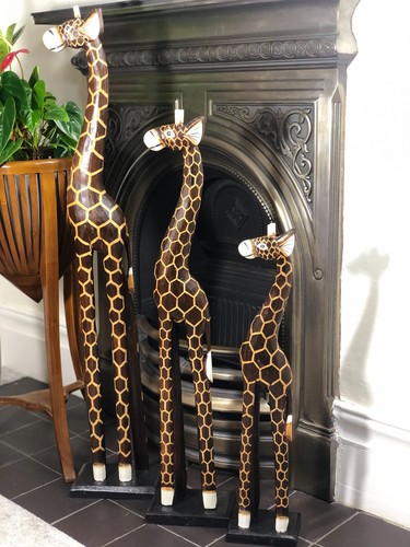 Wooden giraffe statue ornament - wooden,