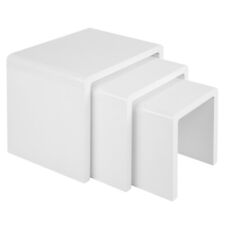 Nest of Tables Set of 3 White Grey Gloss Coffee Side End Living Room Furniture