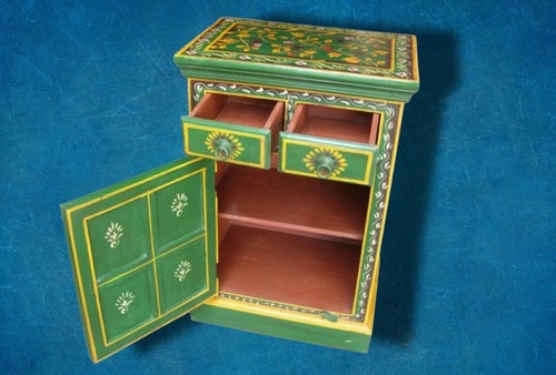 Handpainted indian bedside - handpainted,