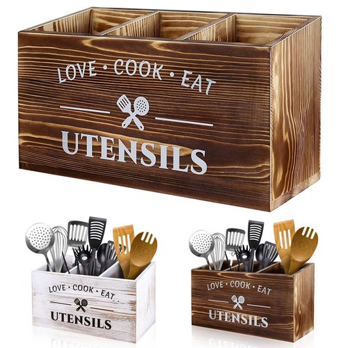 Wooden kitchen utensil storage - kitchen,