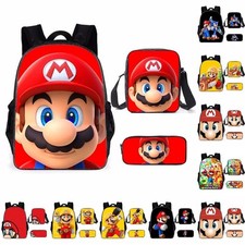 Super Mario Bapa School Bag With Lunch Bag And Pencil Pouch High Capacity