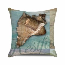 Beach Starfish Shell Cushion Covers Nautical Conch Patio Couch Sofa Pillow Case