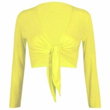 Womens knot tie front shrug - front,