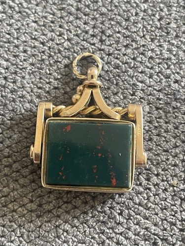 Antique 9ct gold bloodstone - gold,