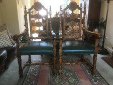 Large Grand Hand Carved Spanish Antique Chairs X2 Excellent Condition