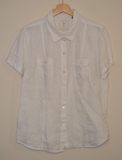 Mens White 100% Linen Tommy Bahama Button Up Casual S/S Shirt Mens Size Large