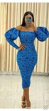 Blue smoky african print women’s dress. Also in, red/yellow Different Designs