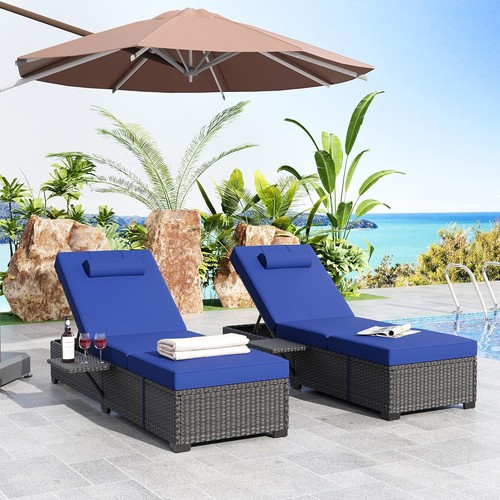 Sun lounger rattan garden - 2x,